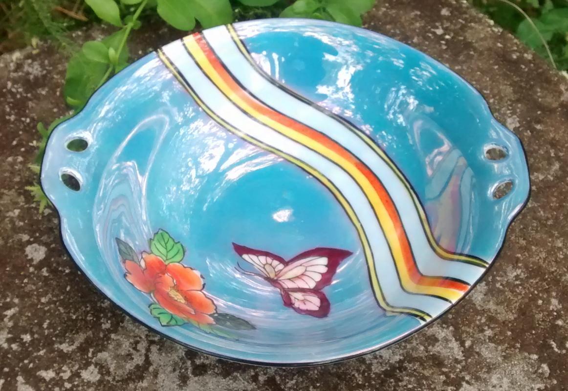 Noritake Art Deco Butterfly & Rainbow Bowl 1920s-30s