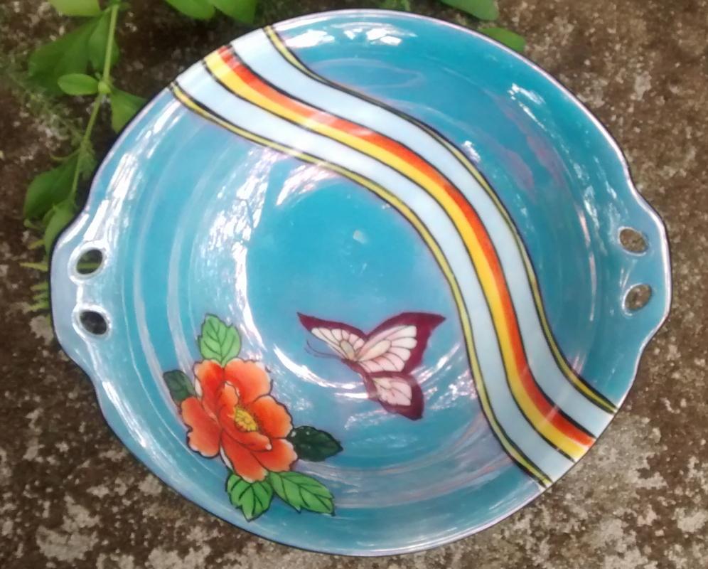 Noritake Art Deco Butterfly & Rainbow Bowl 1920s-30s