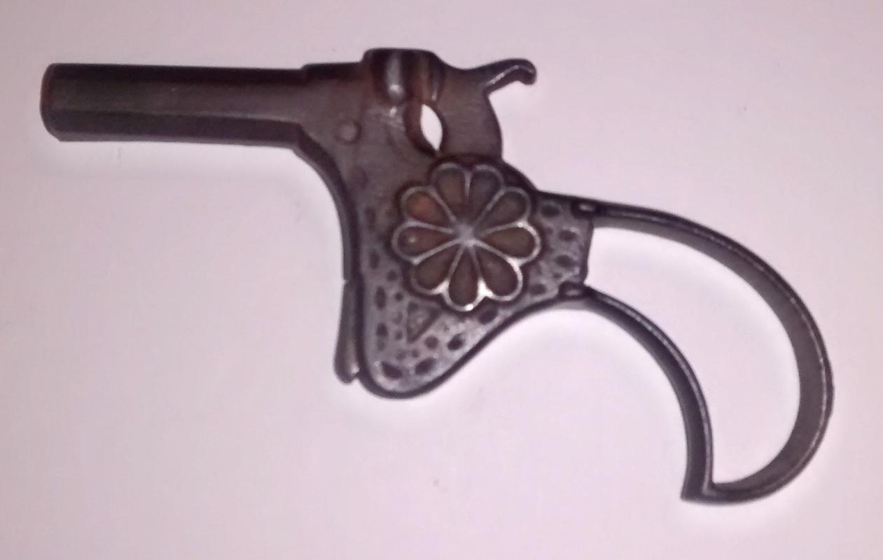 Stevens Cast Iron Toy Cap Gun Single Shot 1878 Embossed Flower Open Handle