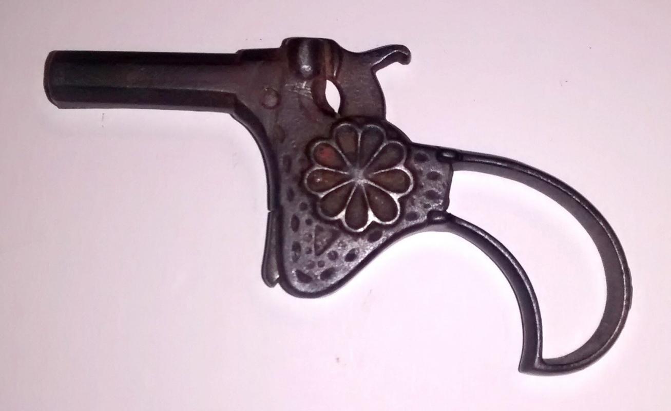 Stevens Cast Iron Toy Cap Gun Single Shot 1878 Embossed Flower Open Handle