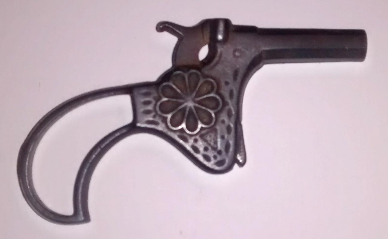 Stevens Cast Iron Toy Cap Gun Single Shot 1878 Embossed Flower Open Handle