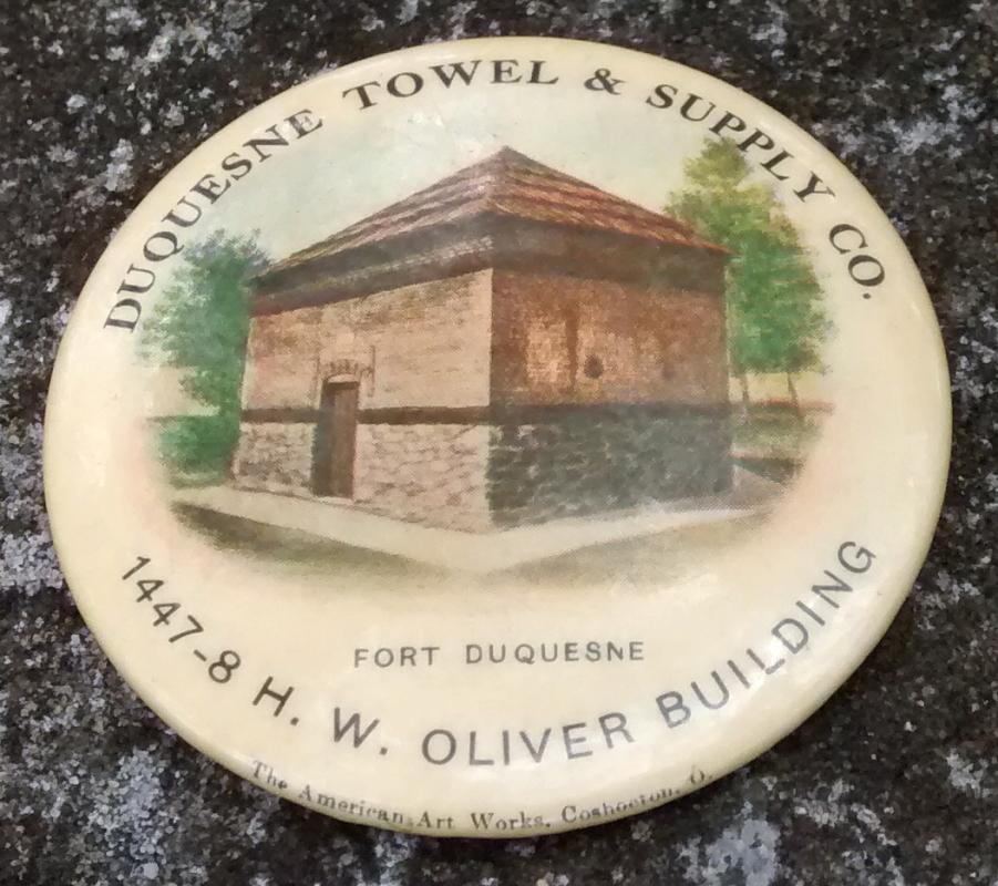 Duquesne Towel & Supply Advertising Celluloid Paperweight Pretty Lady Ca. 1905
