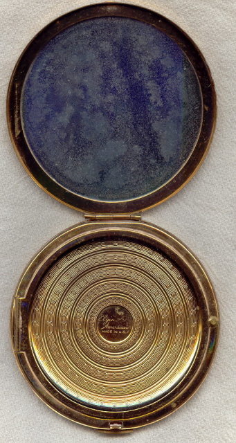 Elgin American Enameled Brass Compact 1950's Yellow Flowers