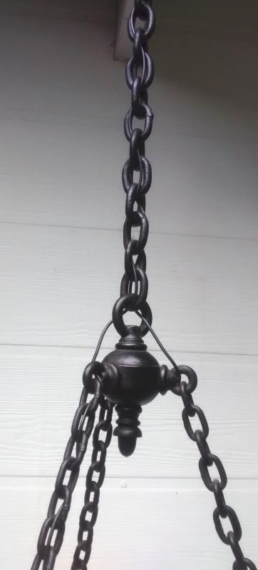Antique Arts & Crafts Iron Chain Chandelier Early 1900s Rewired 48