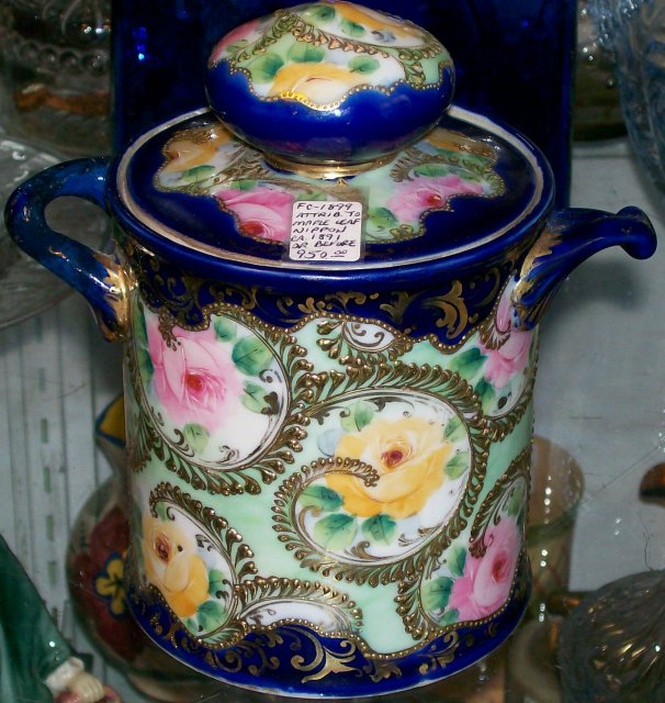 Nippon Humidor Cobalt Blue Moriage Gold with Roses
