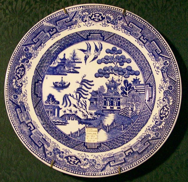 Till English Staffordshire Stoneware Blue Willow Plate 1850-60 9.5