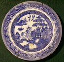 Till English Staffordshire Stoneware Blue Willow Plate 1850-60 9.5