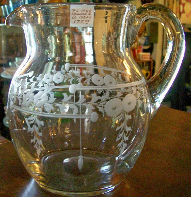 Hawke's Crystal Engraved Pitcher