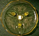Lancaster Glass Landrum Footed Cake Plate Topaz Yellow 10.25
