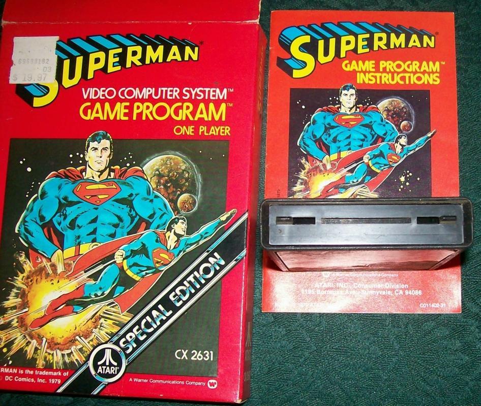 Vintage Atari Game Superman cx2631 w/Box & Instructions Ca. 1979