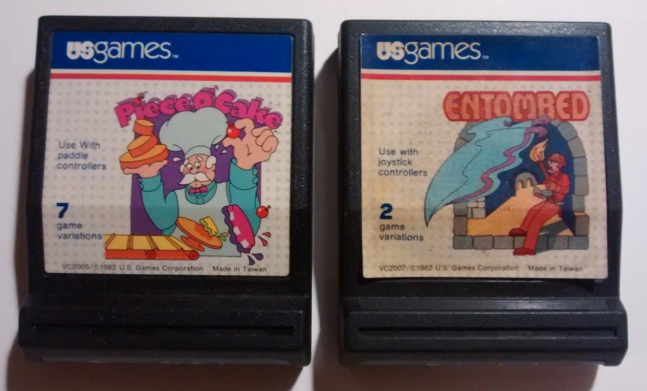 Vintage Atari 2600 Games Piece O'Cake VC2005 & Emtombed VC2007 Cartridges Only
