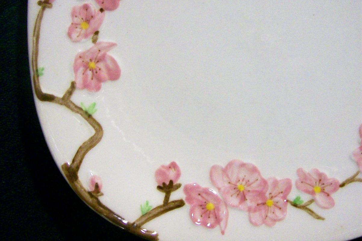 Metlox Poppytrail Peach Blossom Ceramic Plate Pair Ca. 1952-62 7.75