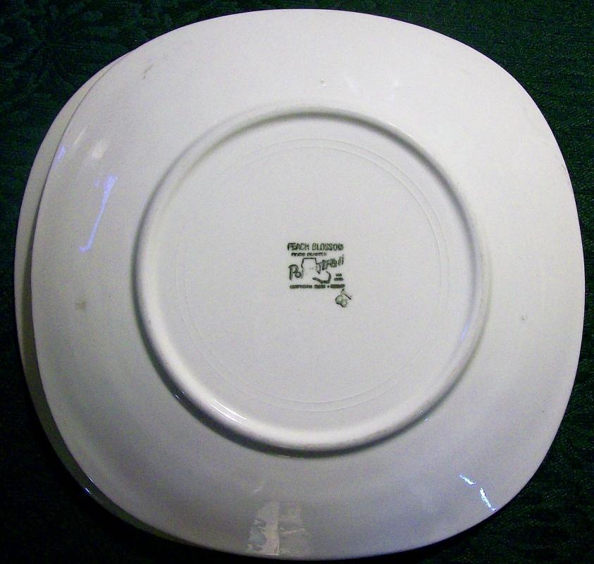 Metlox Poppytrail Peach Blossom Ceramic Plate Pair Ca. 1952-62 7.75
