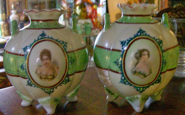 Nippon Era Portrait Vase Pair