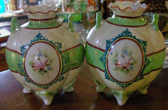 Nippon Era Portrait Vase Pair