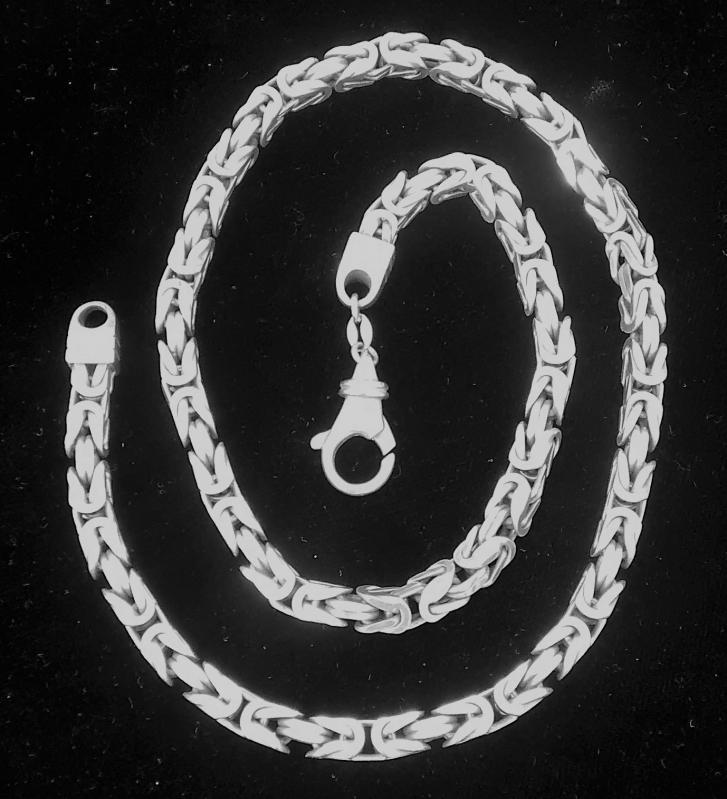 Square Byzantine Sterling Silver Neck Chain 22