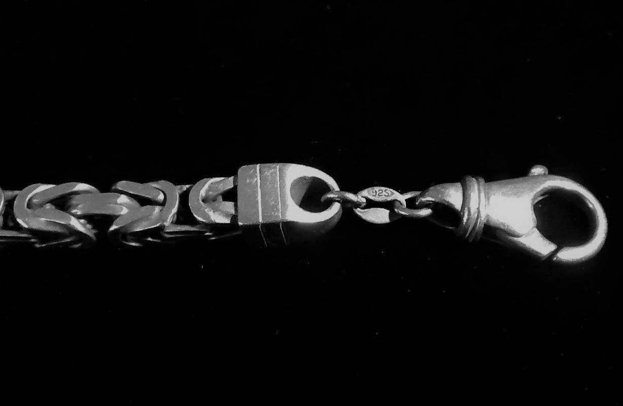 Square Byzantine Sterling Silver Neck Chain 22