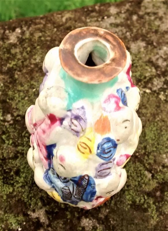 Chinese Porcelain Snuff Bottle Molded in Relief 18 Lohan Ca. 1900
