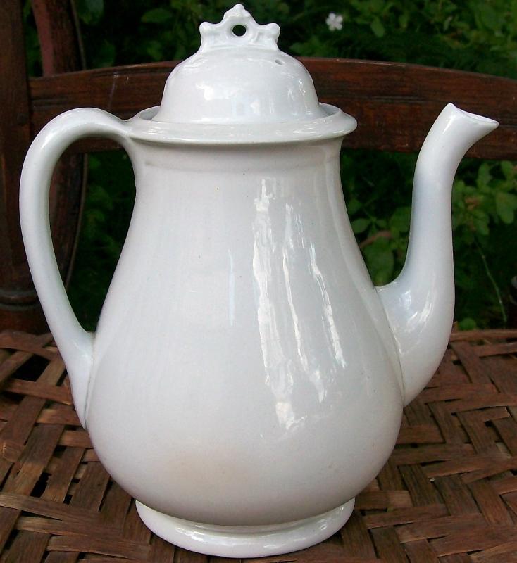 White Ironstone Coffeepot William Taylor England Ca. 1860