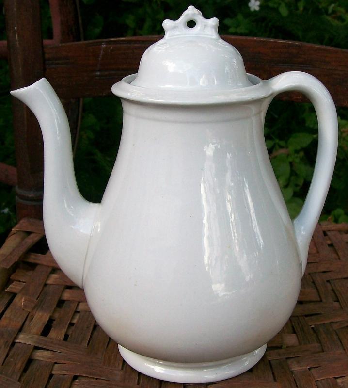 White Ironstone Coffeepot William Taylor England Ca. 1860