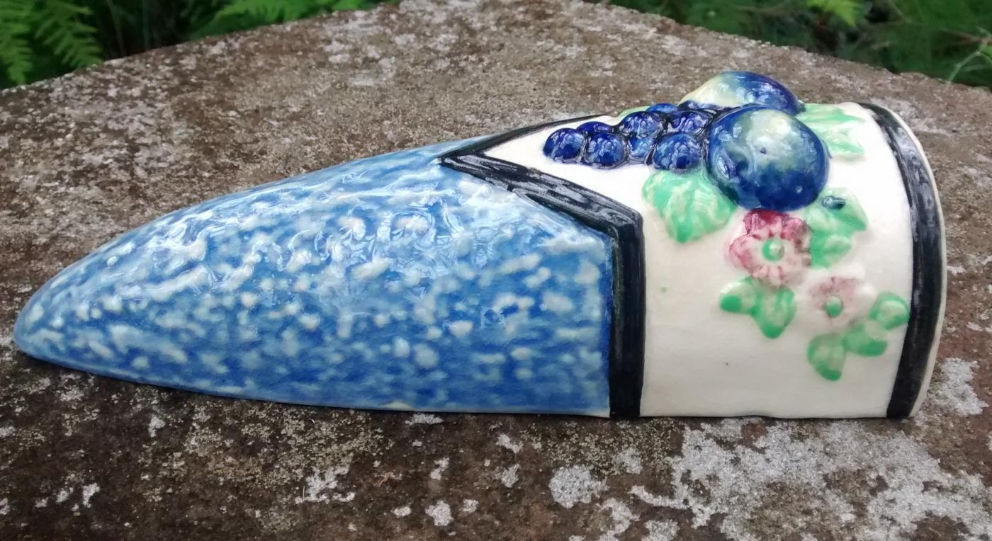 Art Deco Ceramic Wall Pocket Fruit & Flowers Japan 1930s