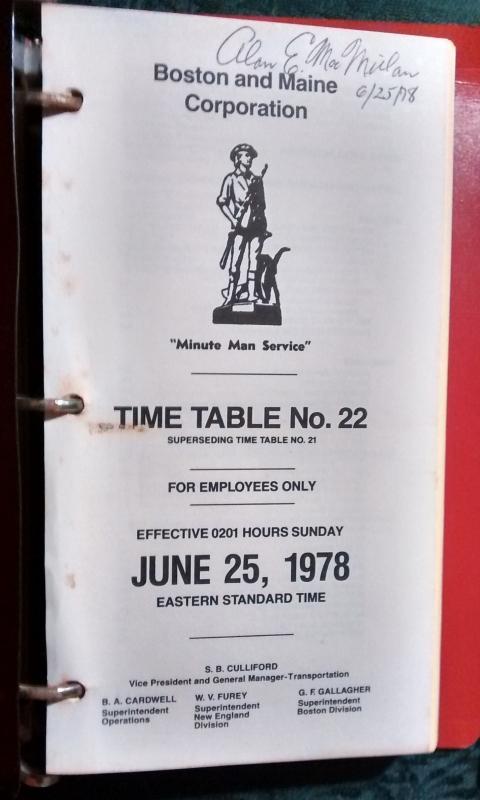 Boston & Maine Railroad Time Table 1978-80s w/Supplements