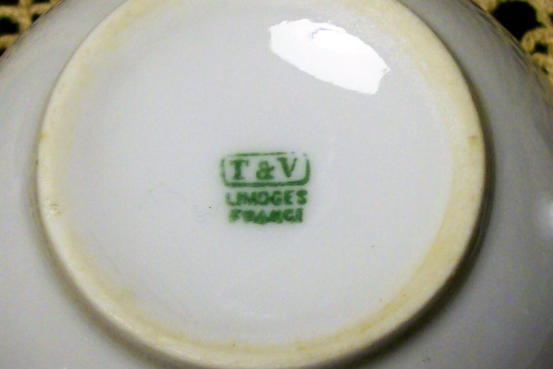 T&V Limoges Cups & Saucers #4290 Pink Roses 1892-1907 Pair