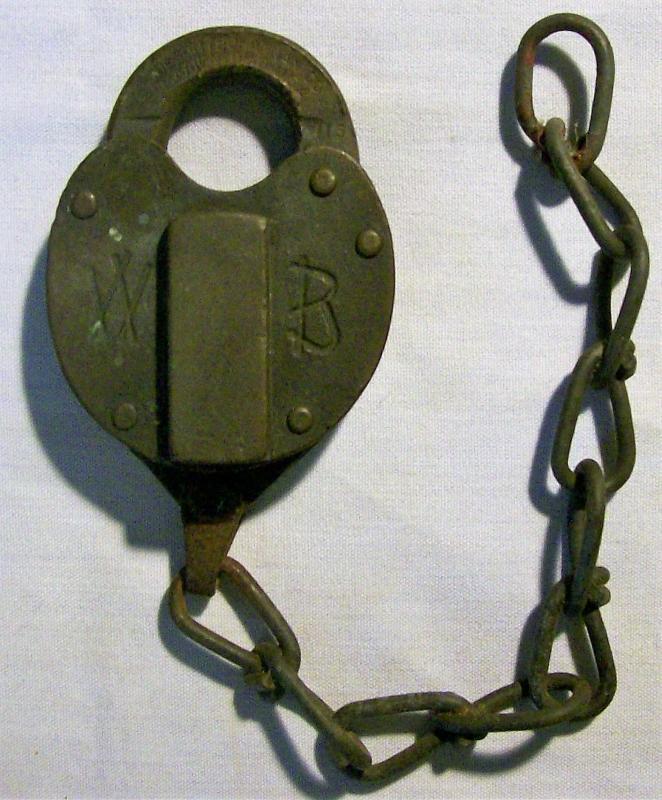 Bronze Padlock with Chain Wilson Bohannan #115 Marion OH 1927+