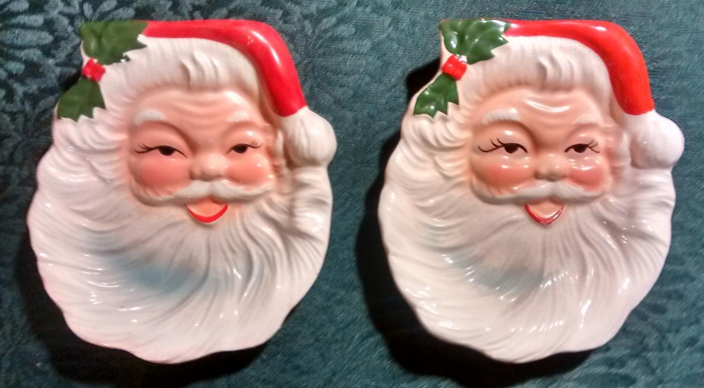Santa Claus Christmas Ashtray/Candy/Wall Hanging Japan Ceramic