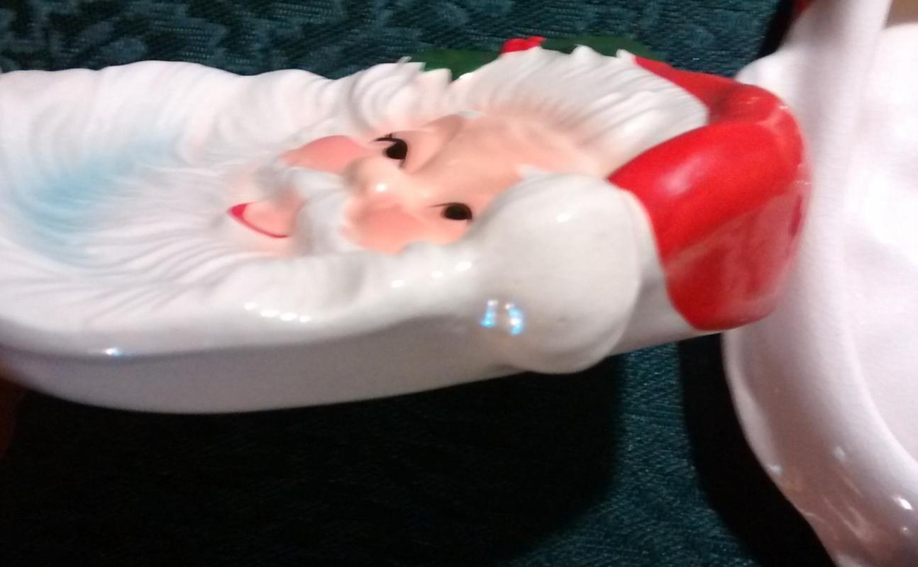 Santa Claus Christmas Ashtray/Candy/Wall Hanging Japan Ceramic