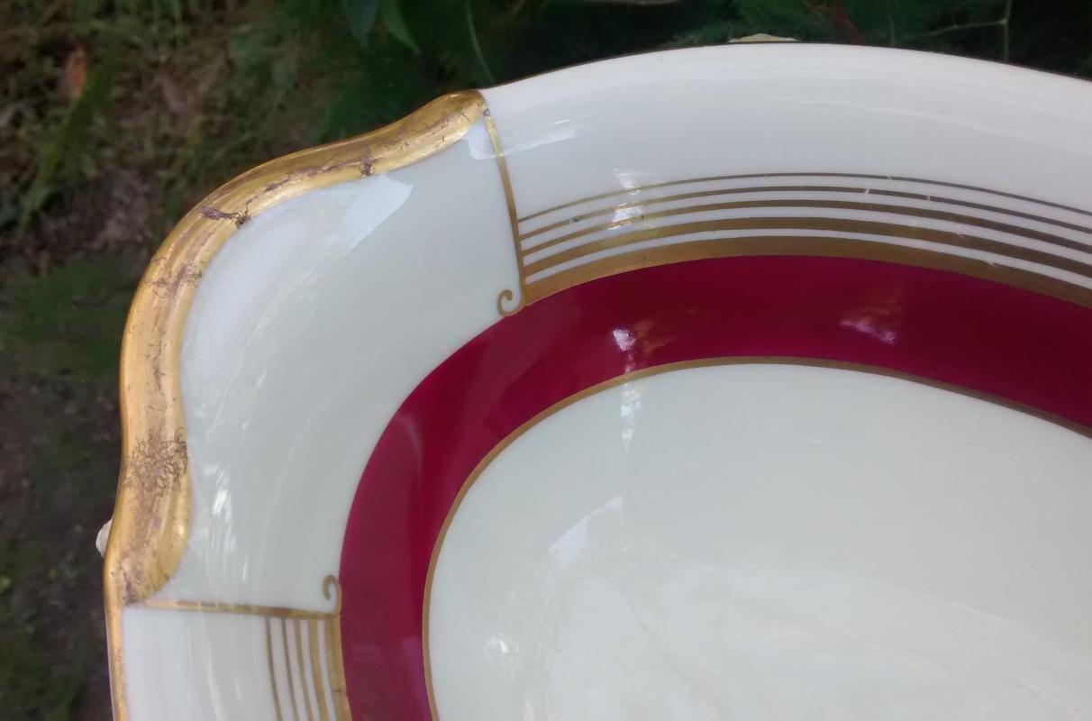 Warwick Art Deco Burgundy/Gold Ceramic Bowl #107 9.5