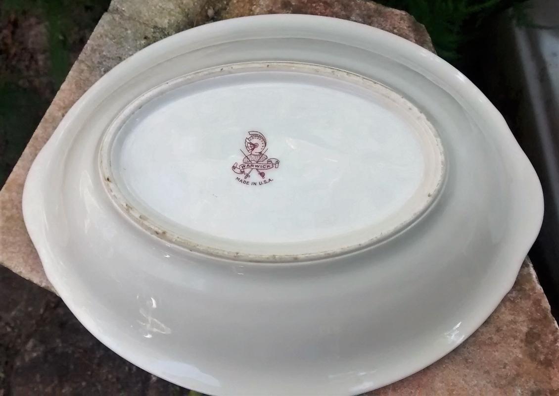 Warwick Art Deco Burgundy/Gold Ceramic Bowl #107 9.5