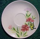 Red Wing Pink Spice Ceramic Saucer Set of 4 Hand-Painted Butterfly/Flowers