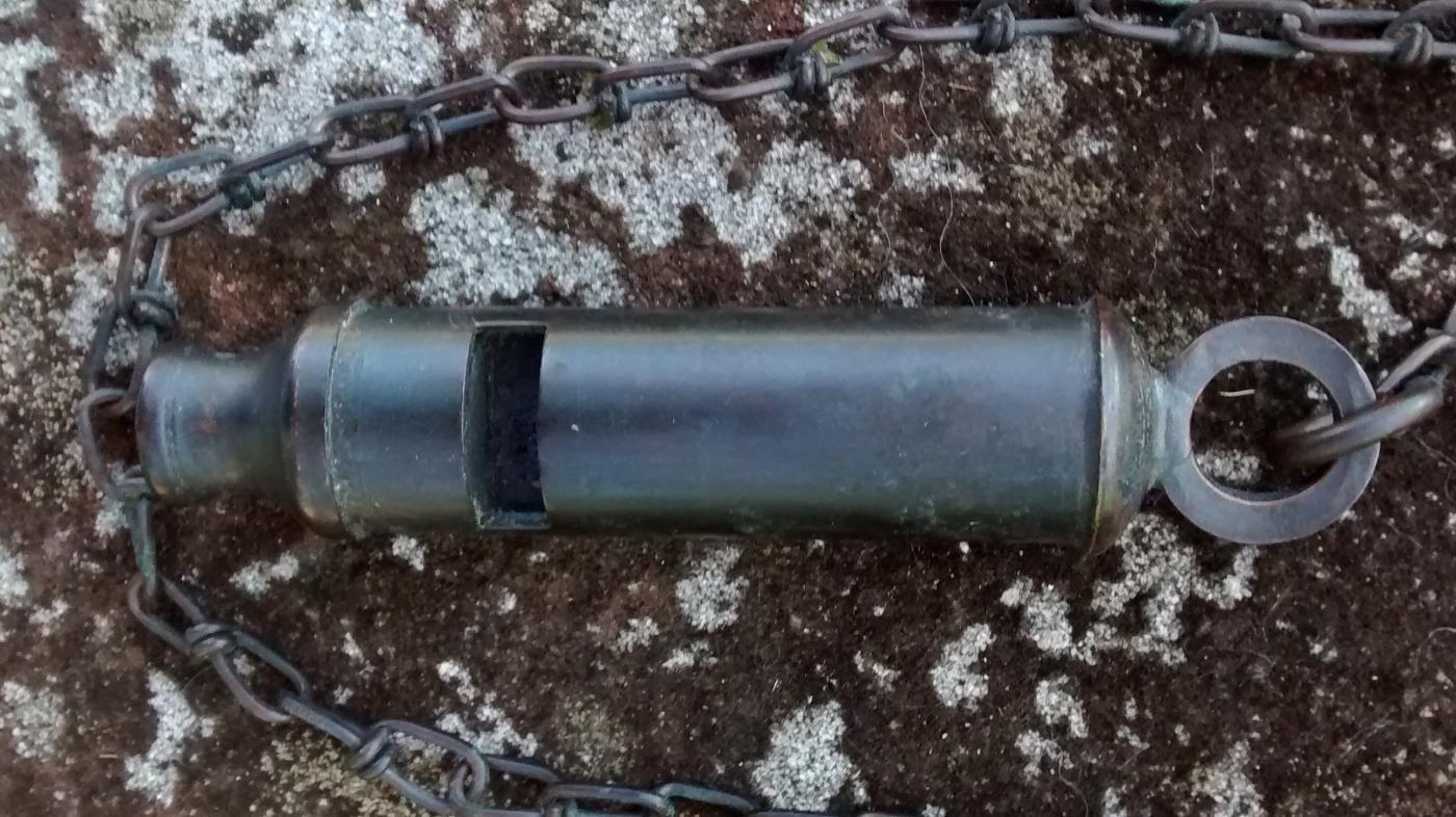 WWI Trench Whistle Horstman Philadelphia US Army Brass w/Chain & Hook