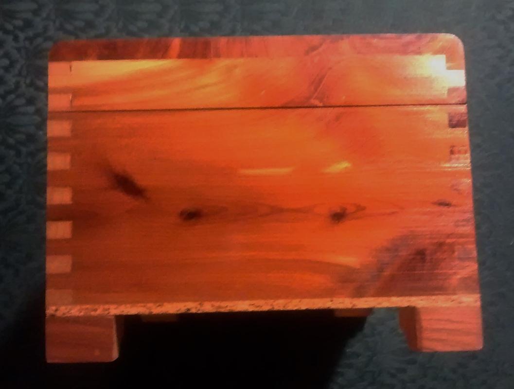 Wood Dresser Box with Mirror Molded Decoration Chromolithograph