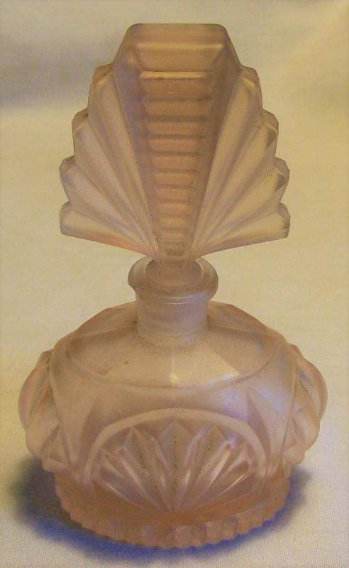 Pink Satin Glass Perfume with Ground Stopper