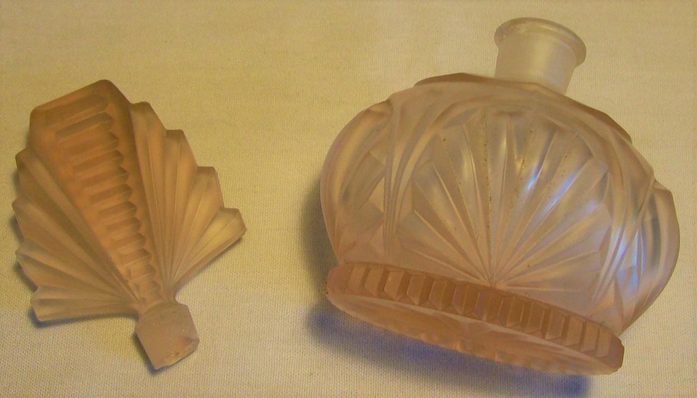Pink Satin Glass Perfume with Ground Stopper