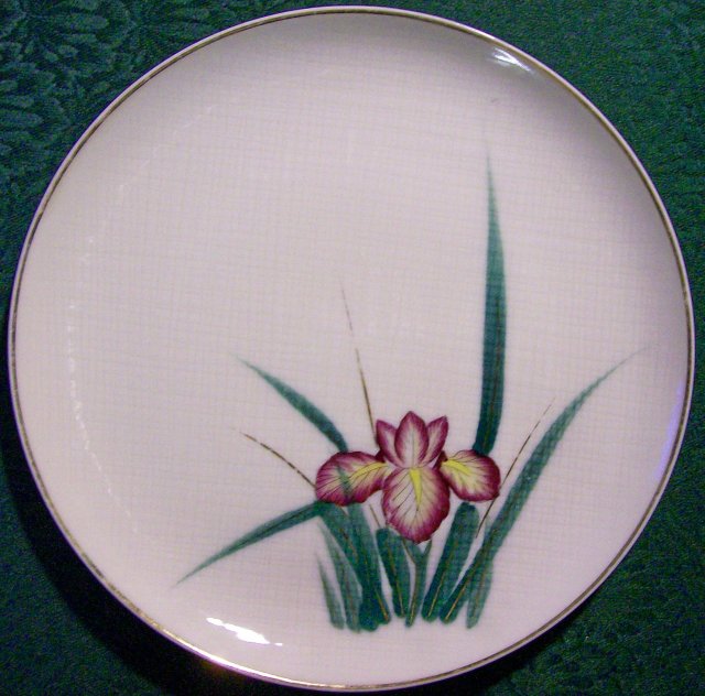 Kutani Japan Ceramic Plate Pair with Irises 10