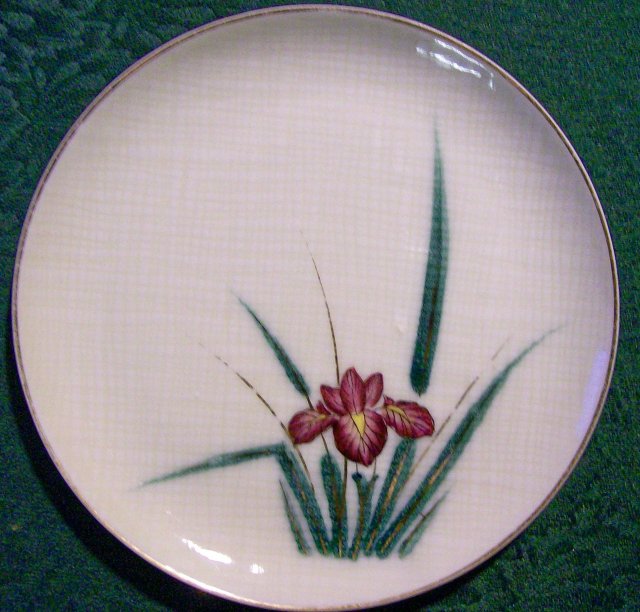 Kutani Ceramic Plate Set with Irises 6.5