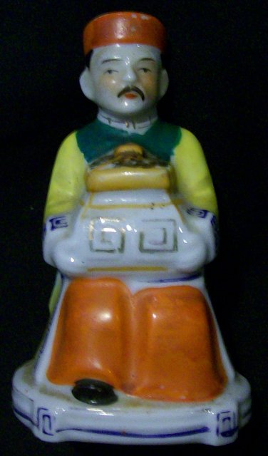 Occupied Japan Figural Chinese Mandarin Ceramic Incense Burner