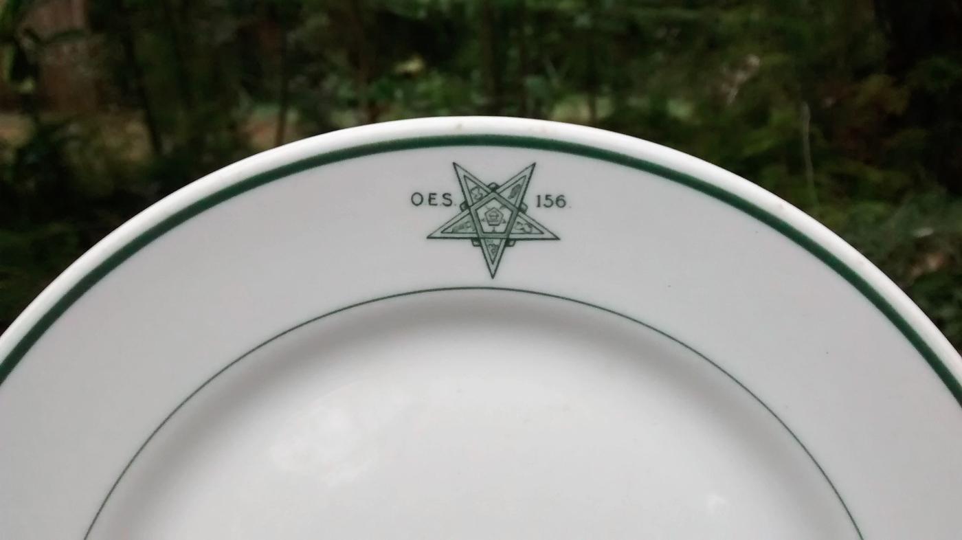 Order of the Eastern Star Ceramic Plate Mayer Restauarant 1920s-30s