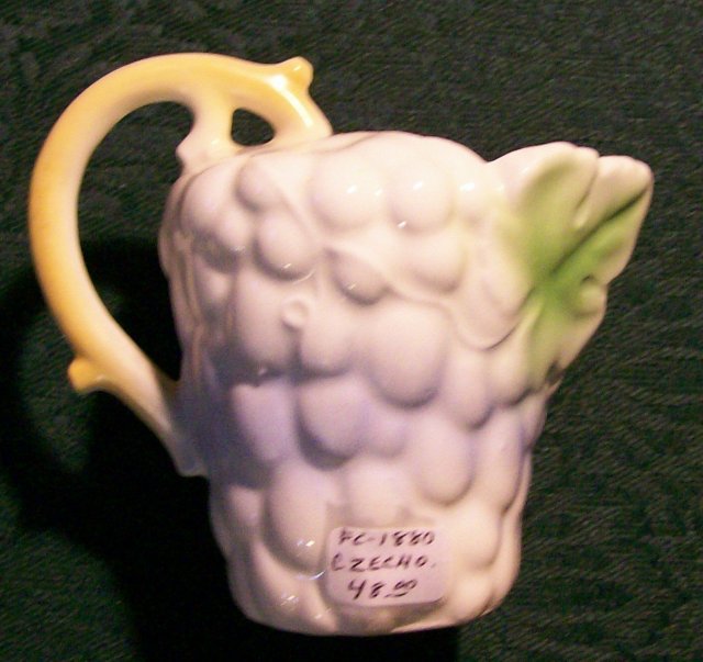 Czechoslovakia Figural Grape Cluster Ceramic Cream Pitcher 1930's 3.75