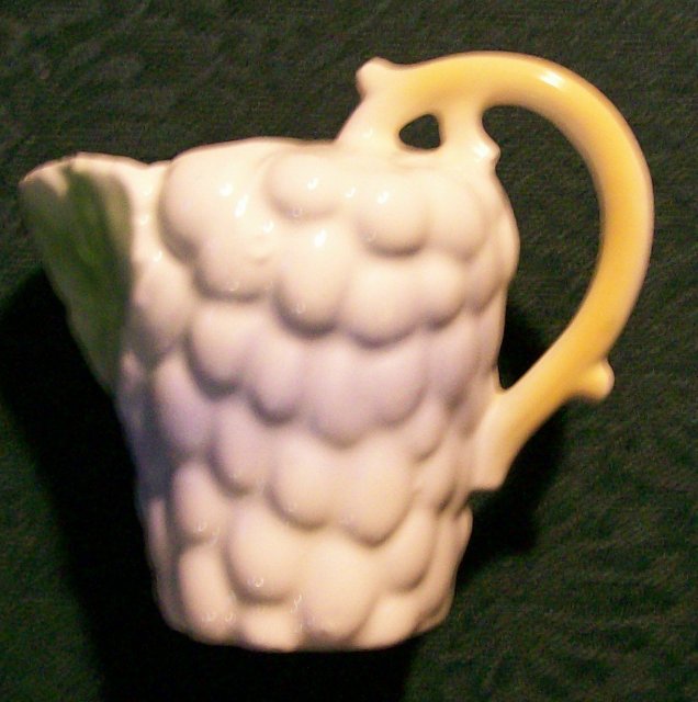 Czechoslovakia Figural Grape Cluster Ceramic Cream Pitcher 1930's 3.75