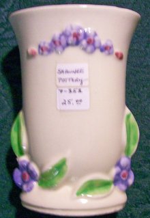 Shawnee Pottery Vase with Flowers #1225 1930's-40's 4 7/8