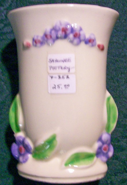 Shawnee Pottery Vase with Flowers #1225 1930's-40's 4 7/8