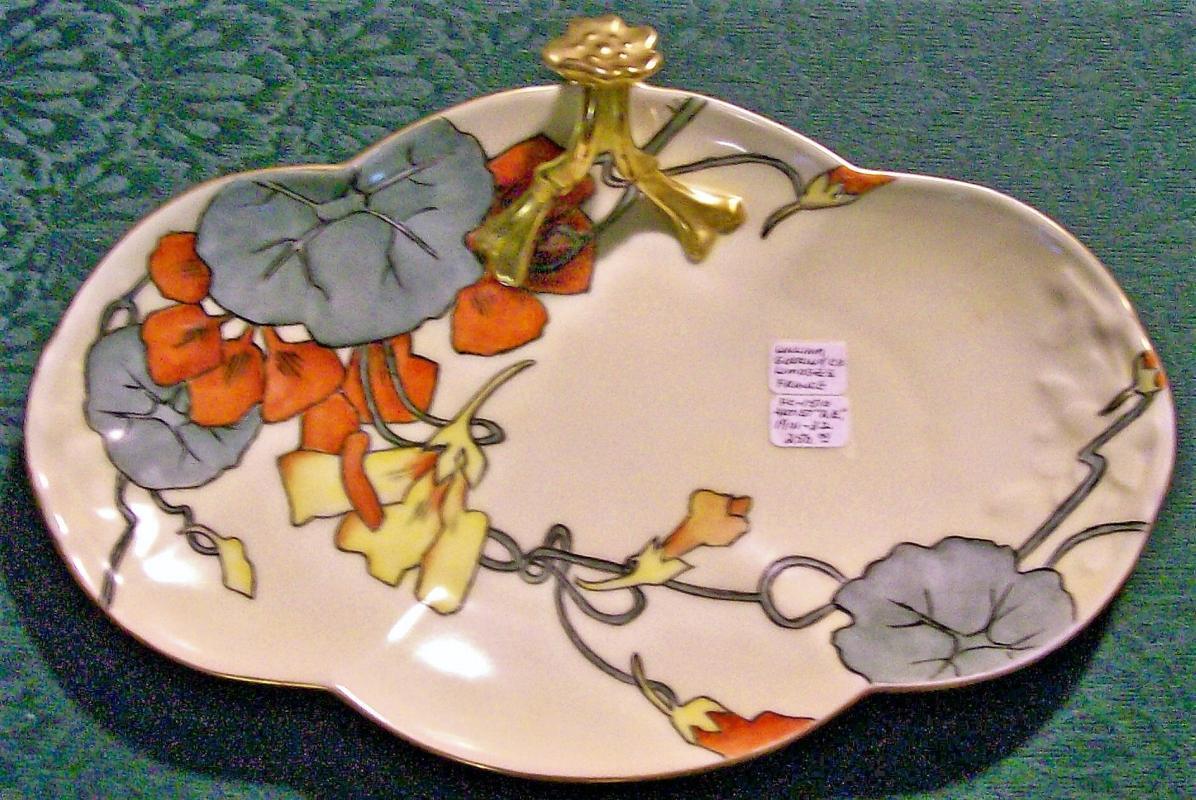Guerin Split-Handle Tray Art Deco Limoges Porcelain Signed 1920s-30s 11