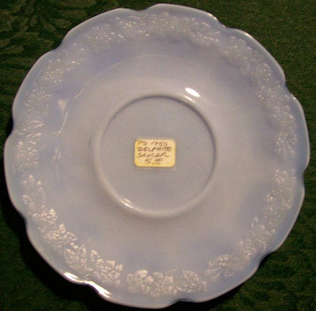 Jeannette Glass Cherry Blossom Saucer Delphite Blue 1930-39