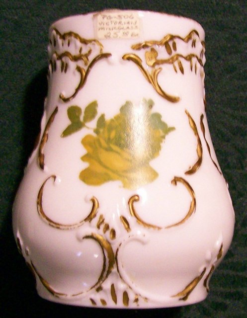 Opal/Milk Glass Vase: Hand-painted Decoration