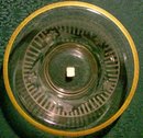 Westmoreland Gold Encrusted Engraved Glass Console Bowl Fence/Bars/Flowers 10