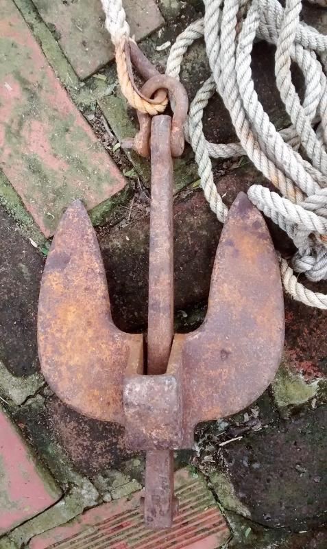 Champ Boat Anchor with Rope Cast Iron/Steel U.S.A. Nautical